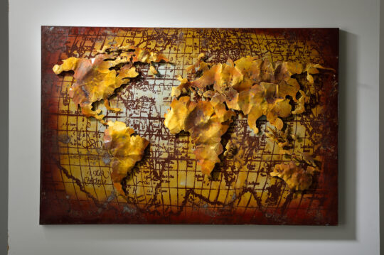 Wandbild "Die Welt"- Freiheit für deine Wände (Öl auf Metall, 80x120 cm)